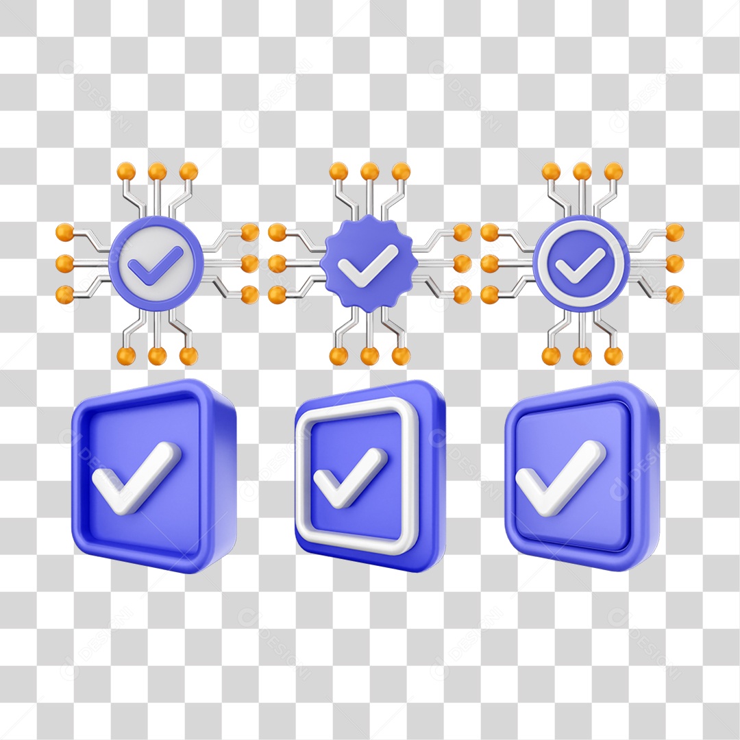 Ícone 3D Pacotes de Arquivos Verificação PNG Transparente
