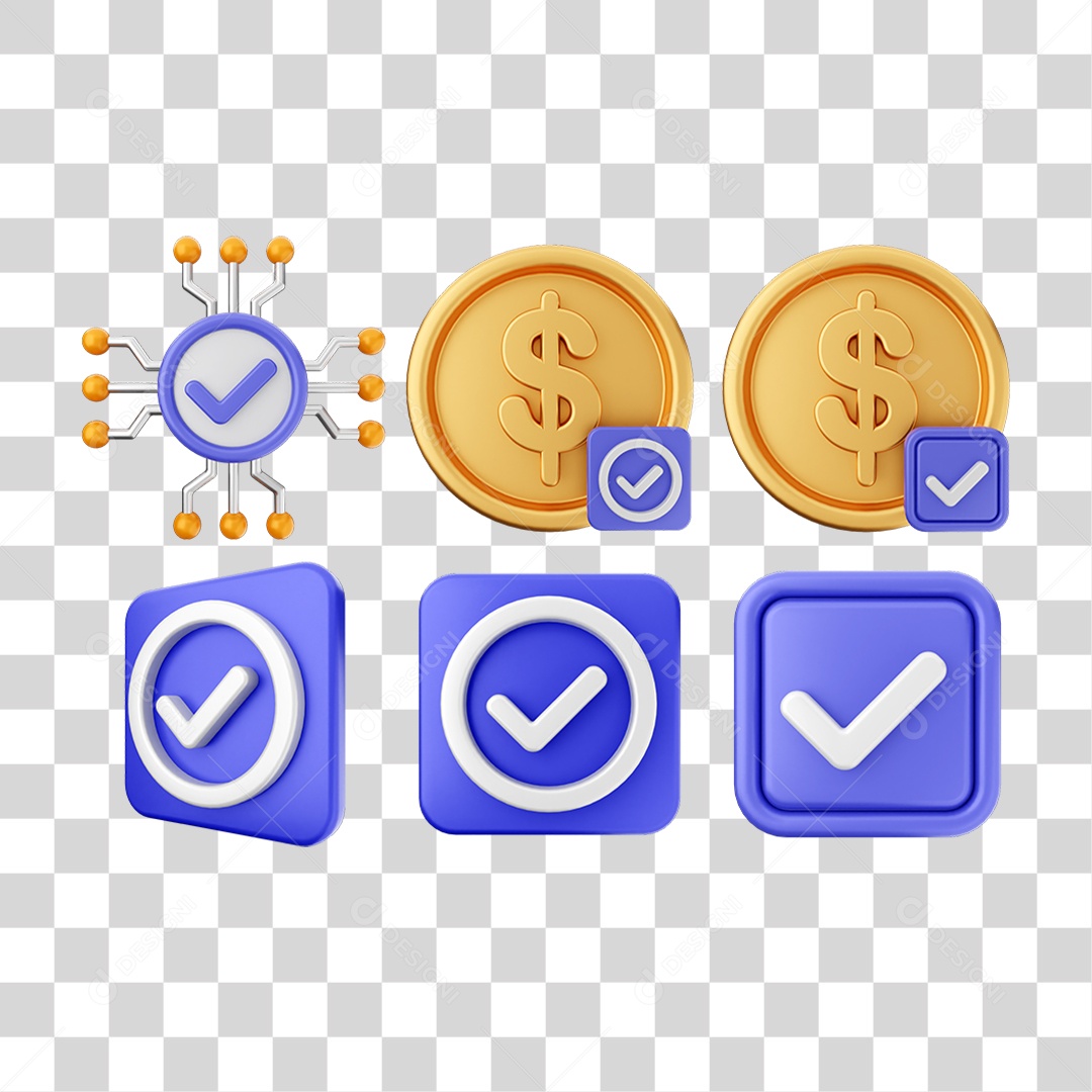 Ícone 3D Pacotes de Arquivos Verificação PNG Transparente