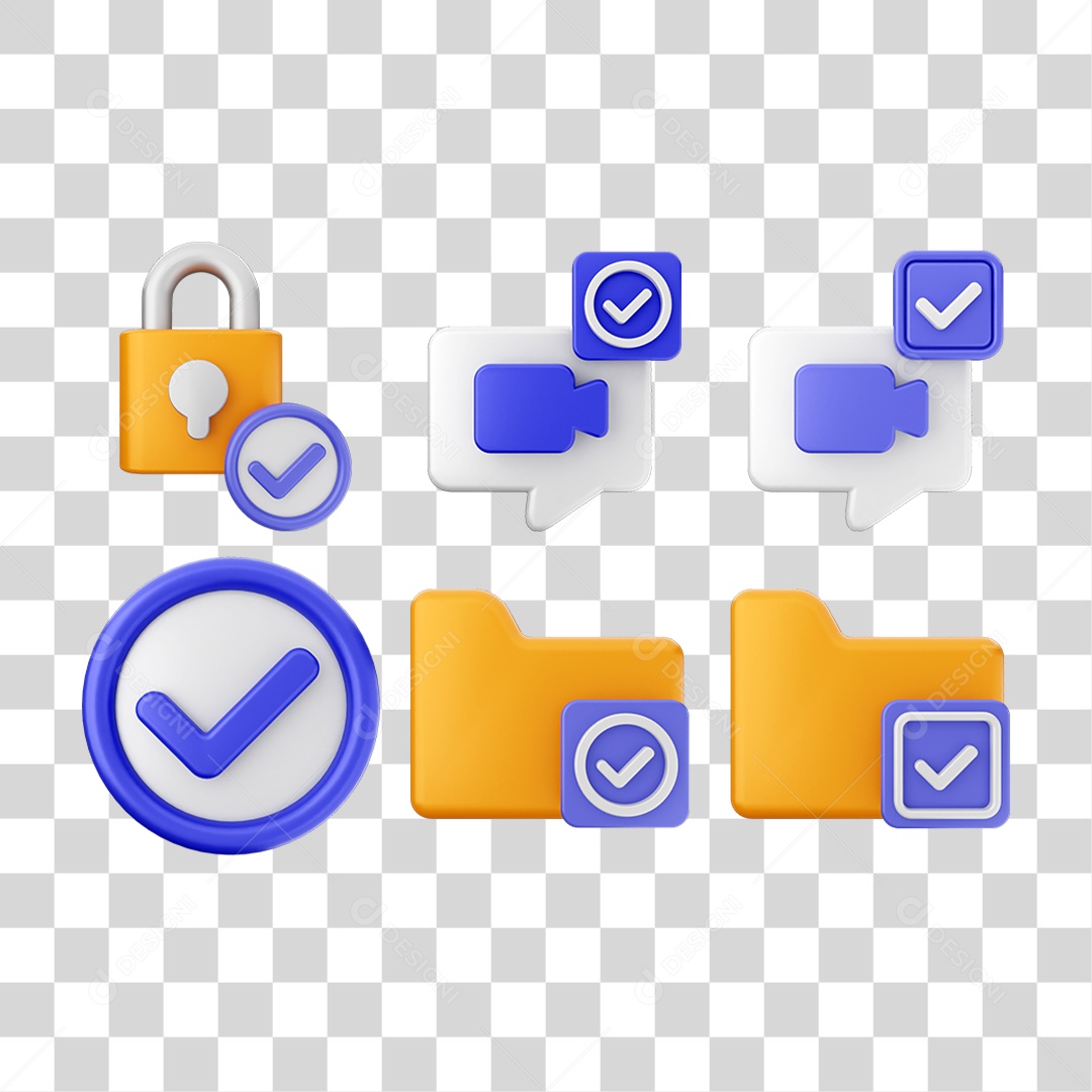 Ícone 3D Pacotes de Arquivos Verificação PNG Transparente
