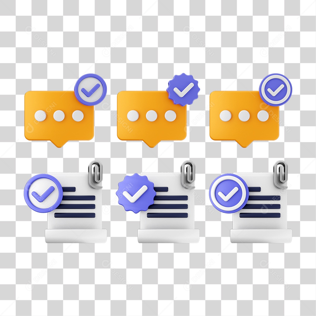 Ícone 3D Pacotes de Arquivos Verificação PNG Transparente