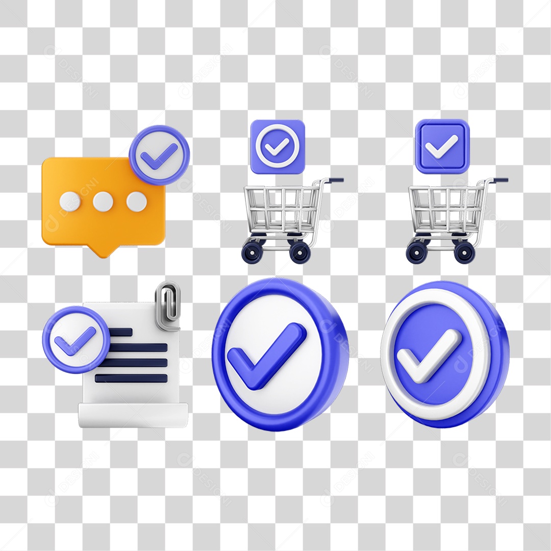 Ícone 3D Pacotes de Arquivos Verificação PNG Transparente