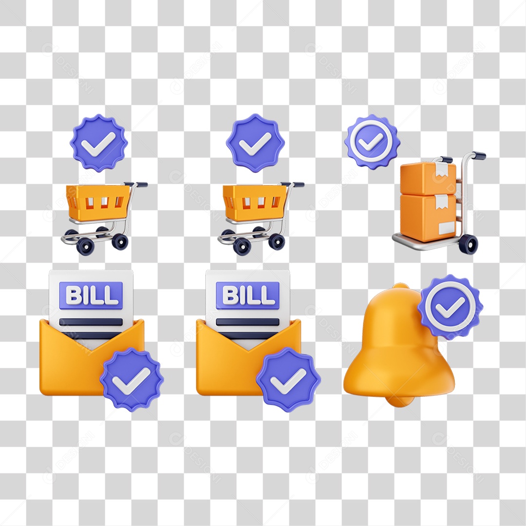 Ícone 3D Pacotes de Arquivos Verificação PNG Transparente