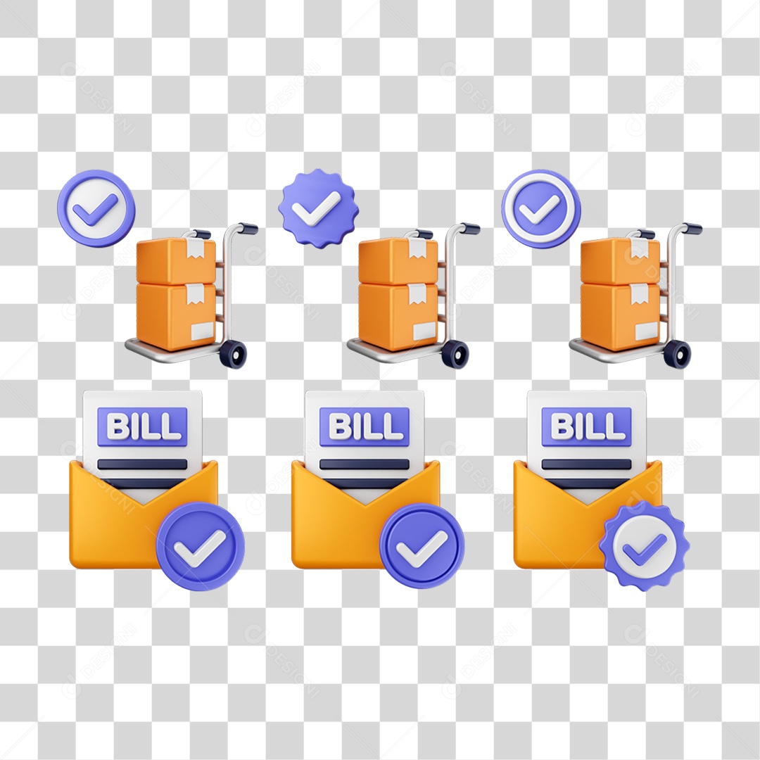 Ícone 3D Pacotes de Arquivos Verificação PNG Transparente