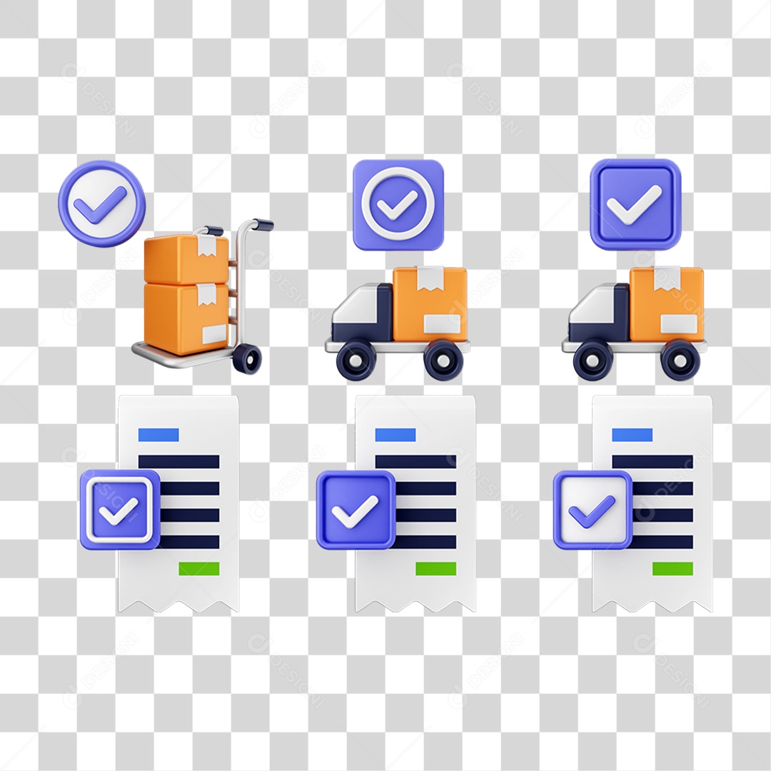 Ícone 3D Pacotes de Arquivos Verificação PNG Transparente