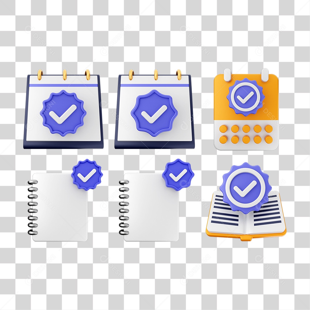 Ícone 3D Pacotes de Arquivos Verificação PNG Transparente