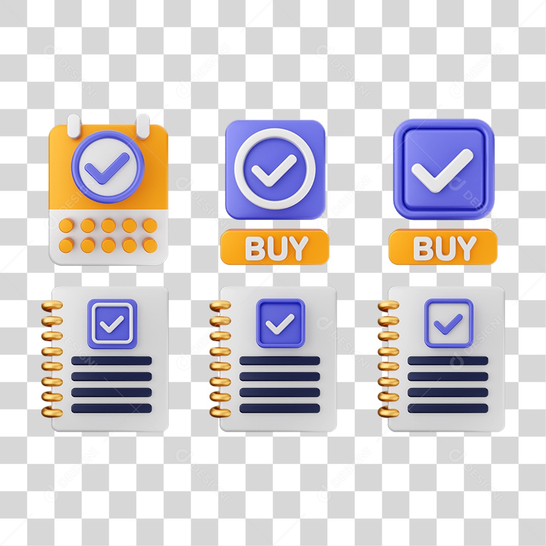 Ícone 3D Pacotes de Arquivos Verificação PNG Transparente