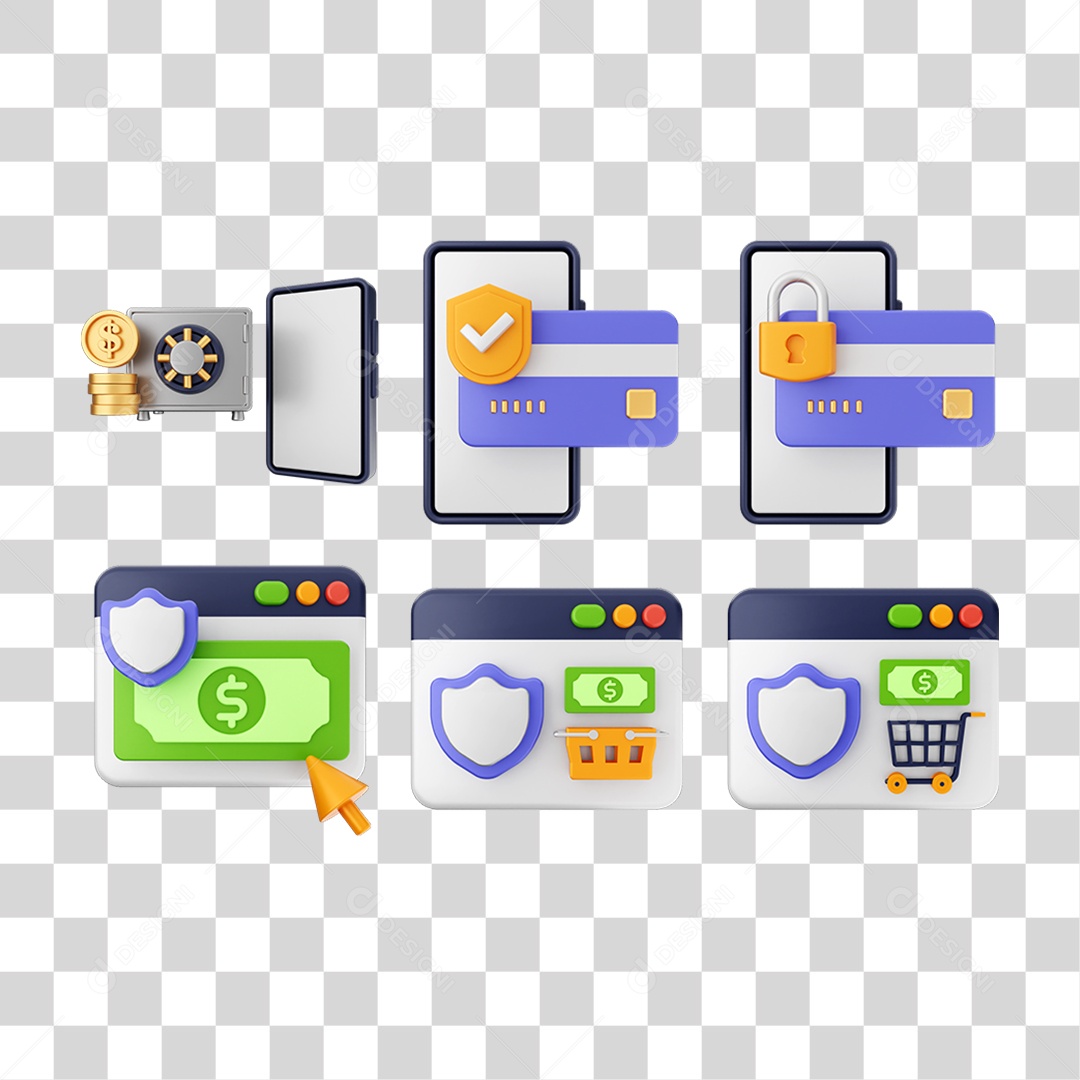 Ícone 3D Pacotes Internet Compras Online PNG Transparente