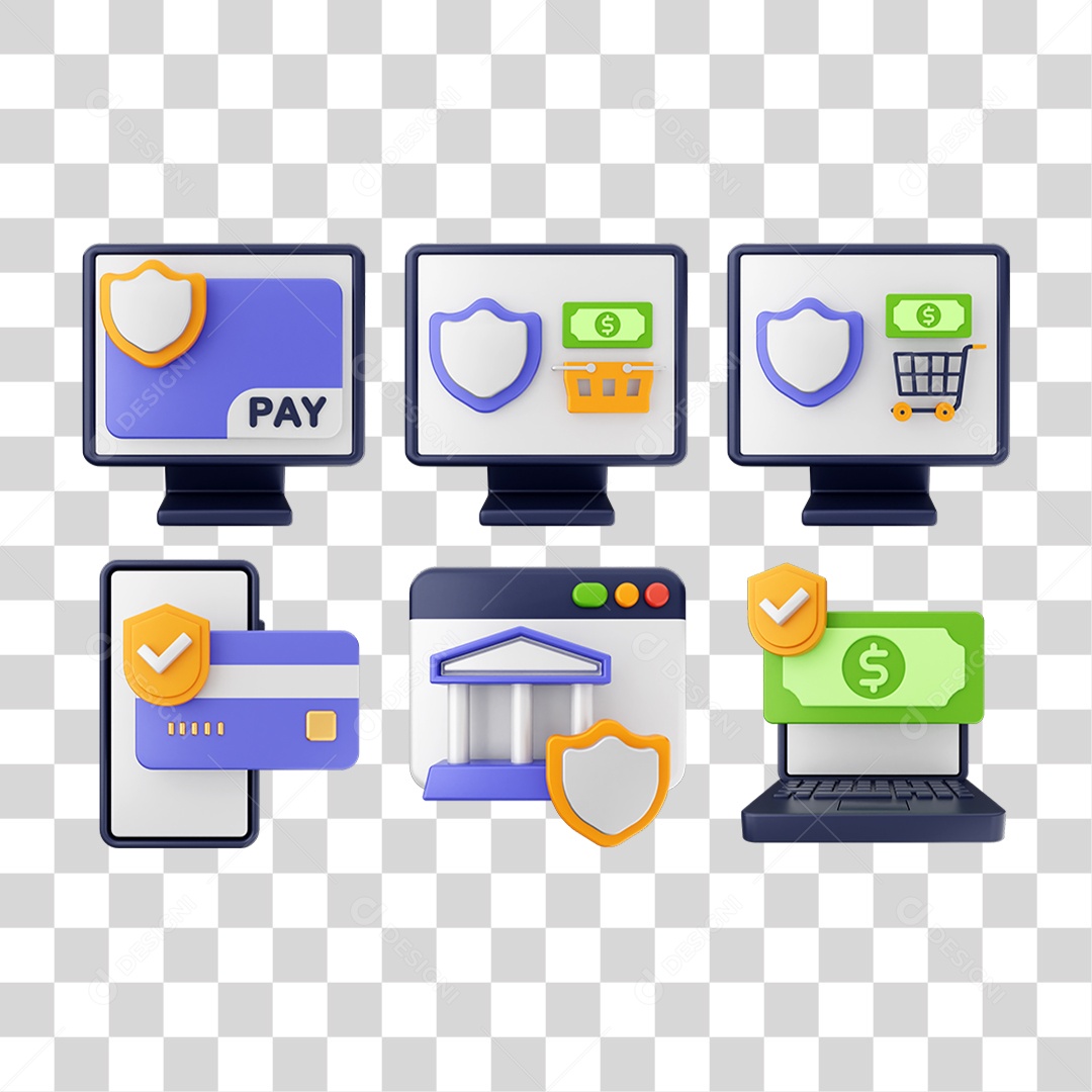 Ícone 3D Pacotes Internet Compras Online PNG Transparente