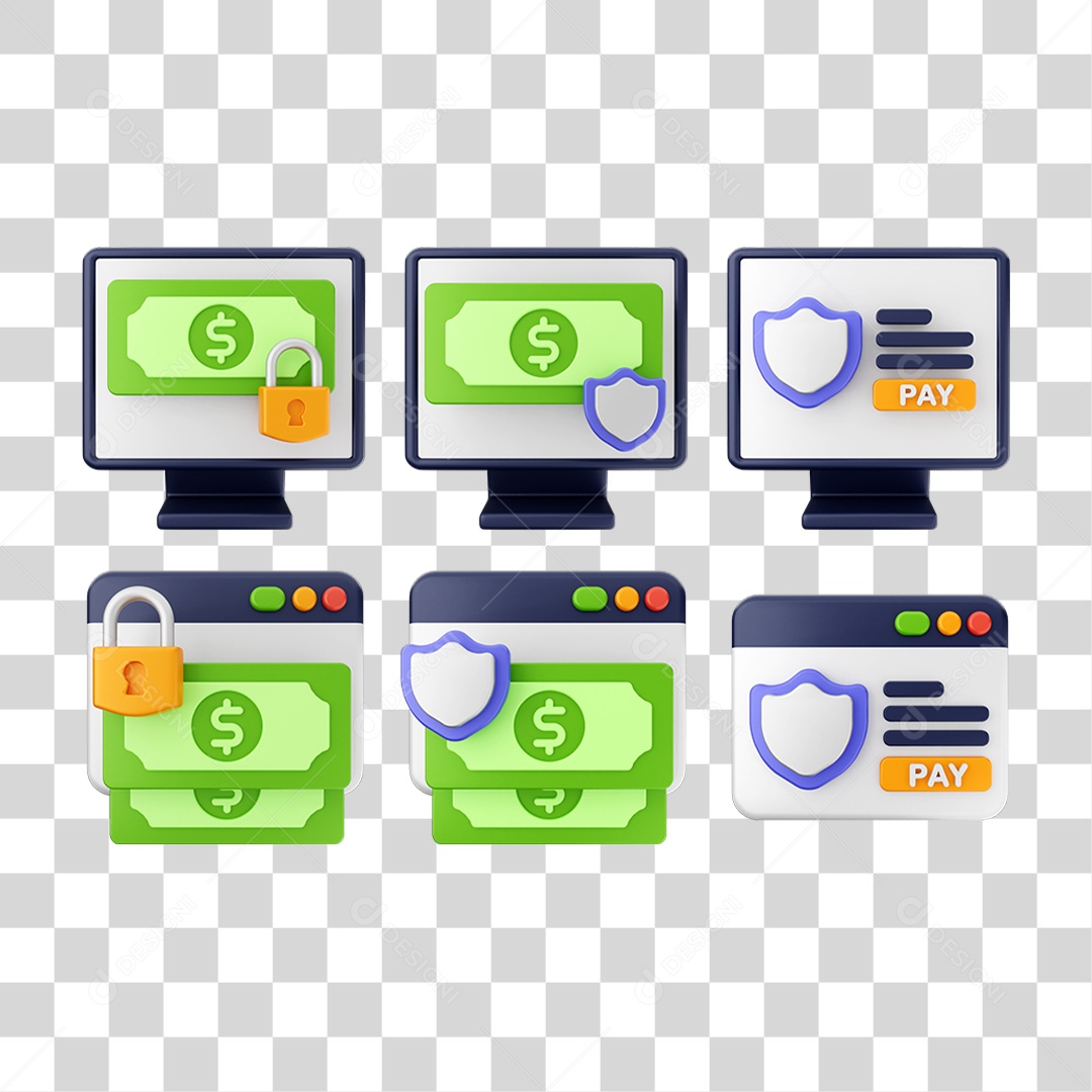 Ícone 3D Pacotes Internet Compras Online PNG Transparente