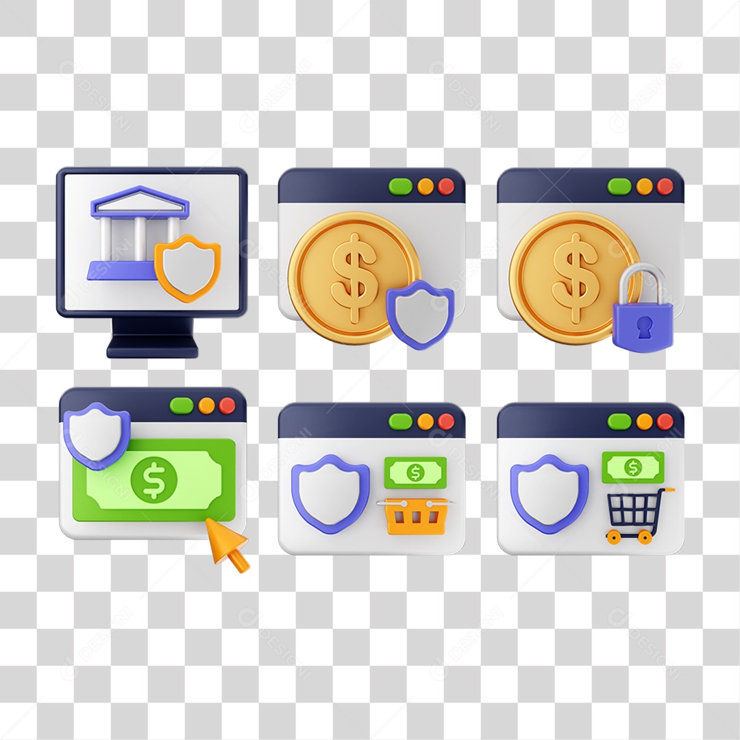 Ícone 3D Pacotes Internet Compras Online PNG Transparente