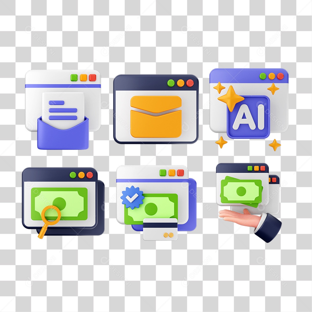 Pacote de Ícones Computador Internet PNG Transparente