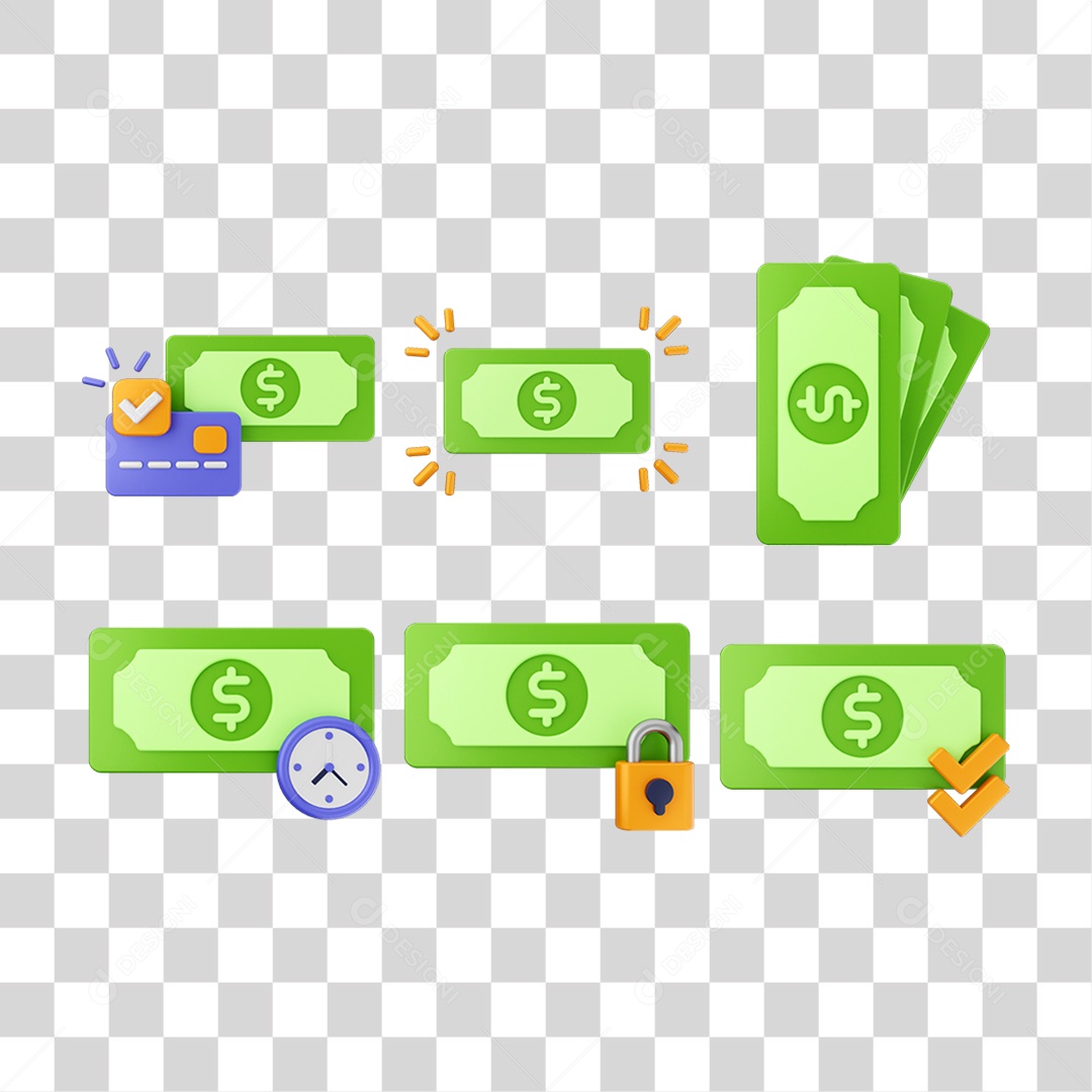 Pacote de Ícones DInheiro Moedas PNG Transparente