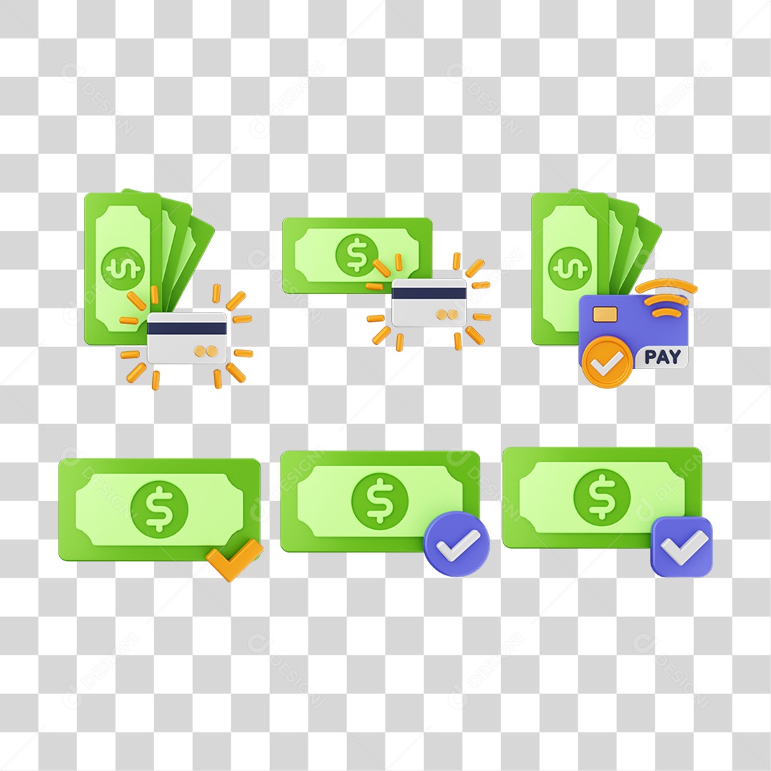 Pacote de Ícones DInheiro Moedas PNG Transparente