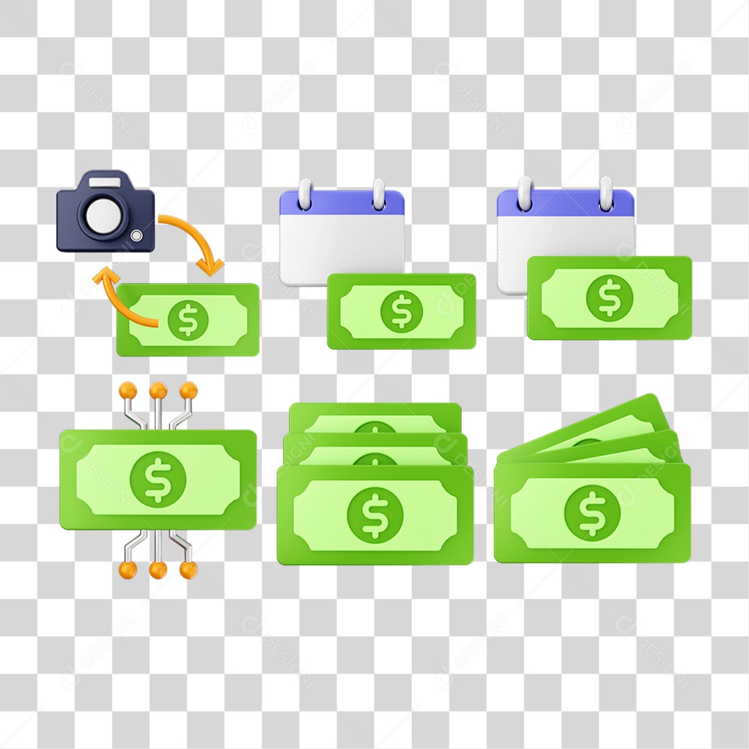 Pacote de Ícones DInheiro Moedas PNG Transparente