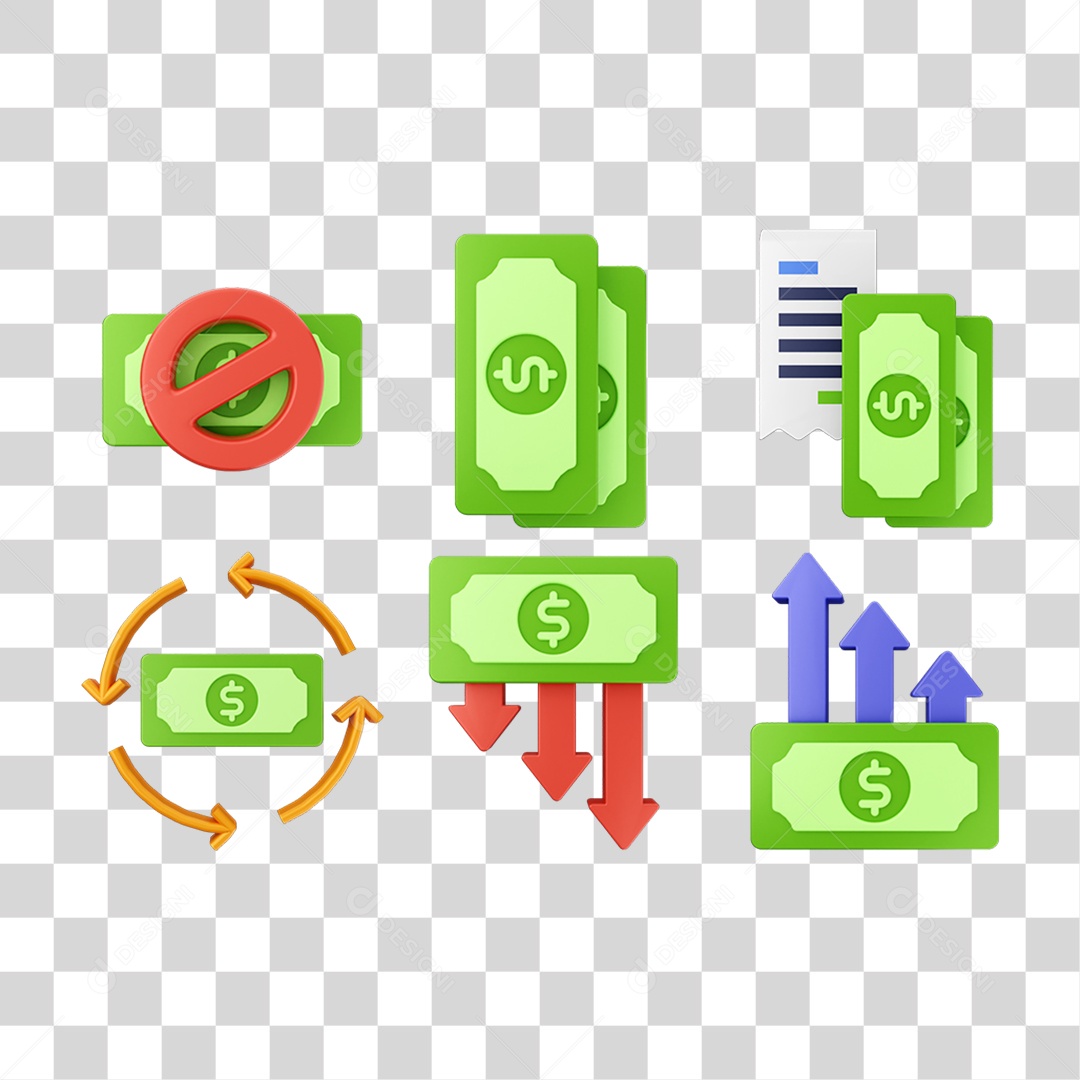 Pacote de Ícones DInheiro Moedas PNG Transparente