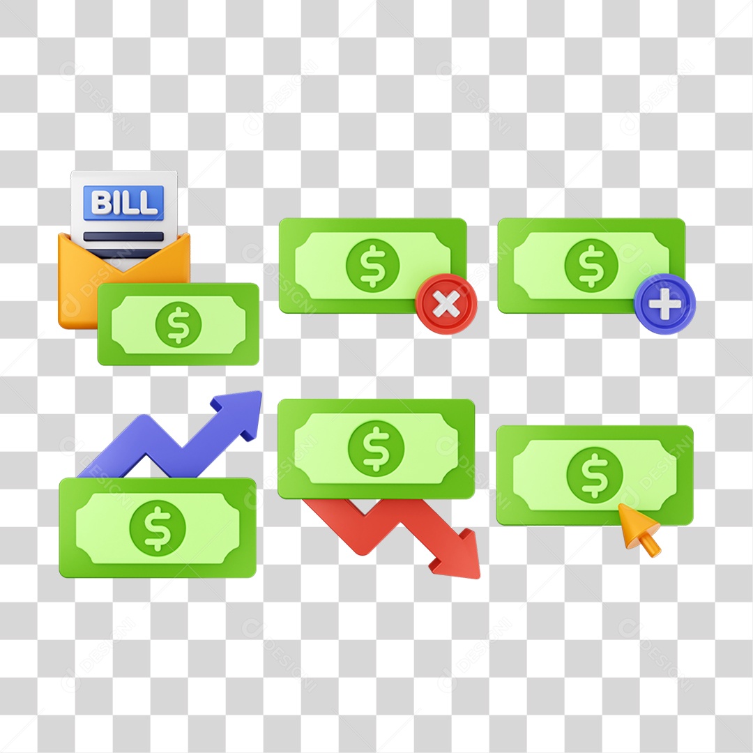 Pacote de Ícones Moedas PNG Transparente