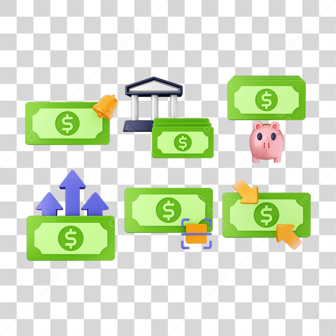 Pacote de Ícones Moedas PNG Transparente