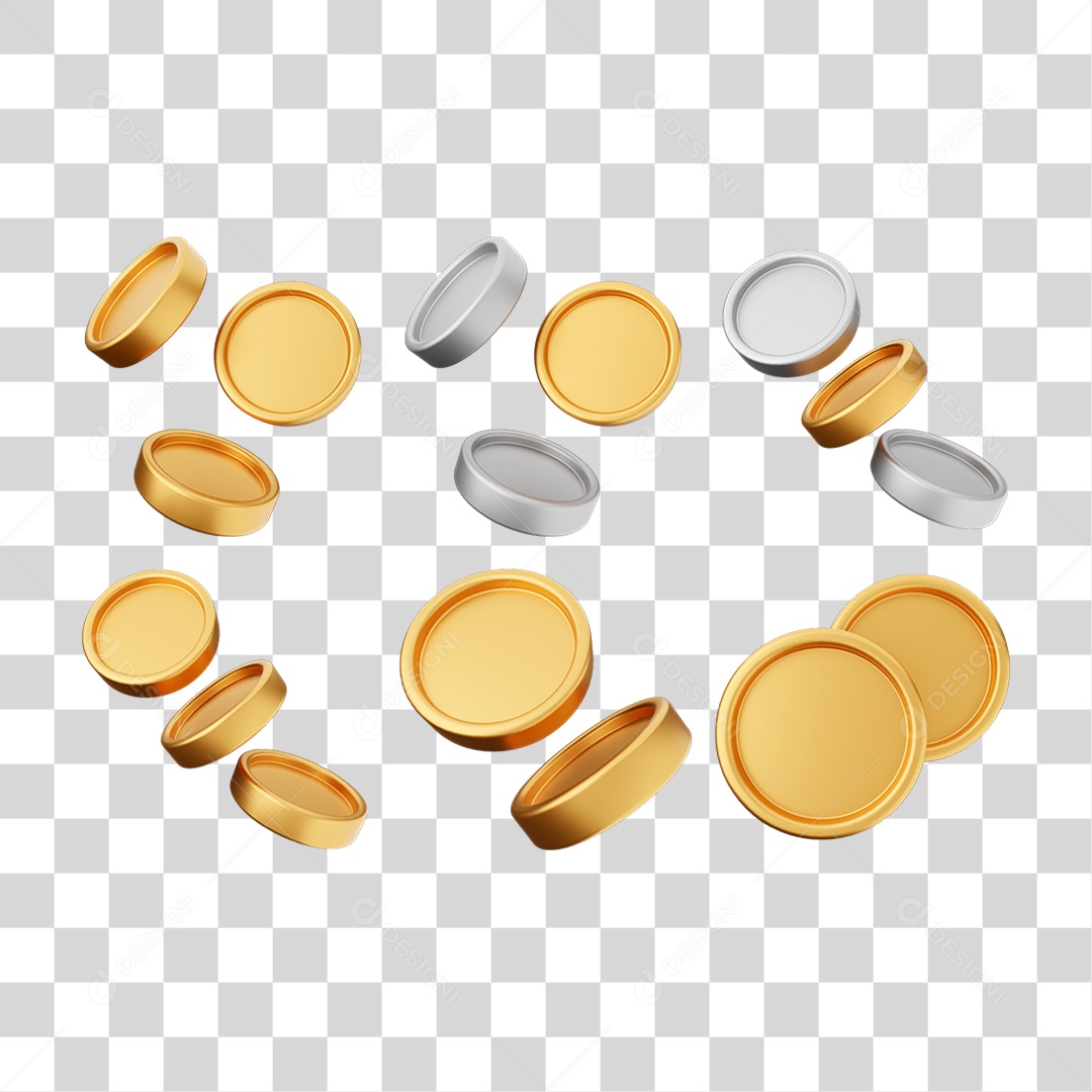 Pacote de Ícones Moedas PNG Transparente