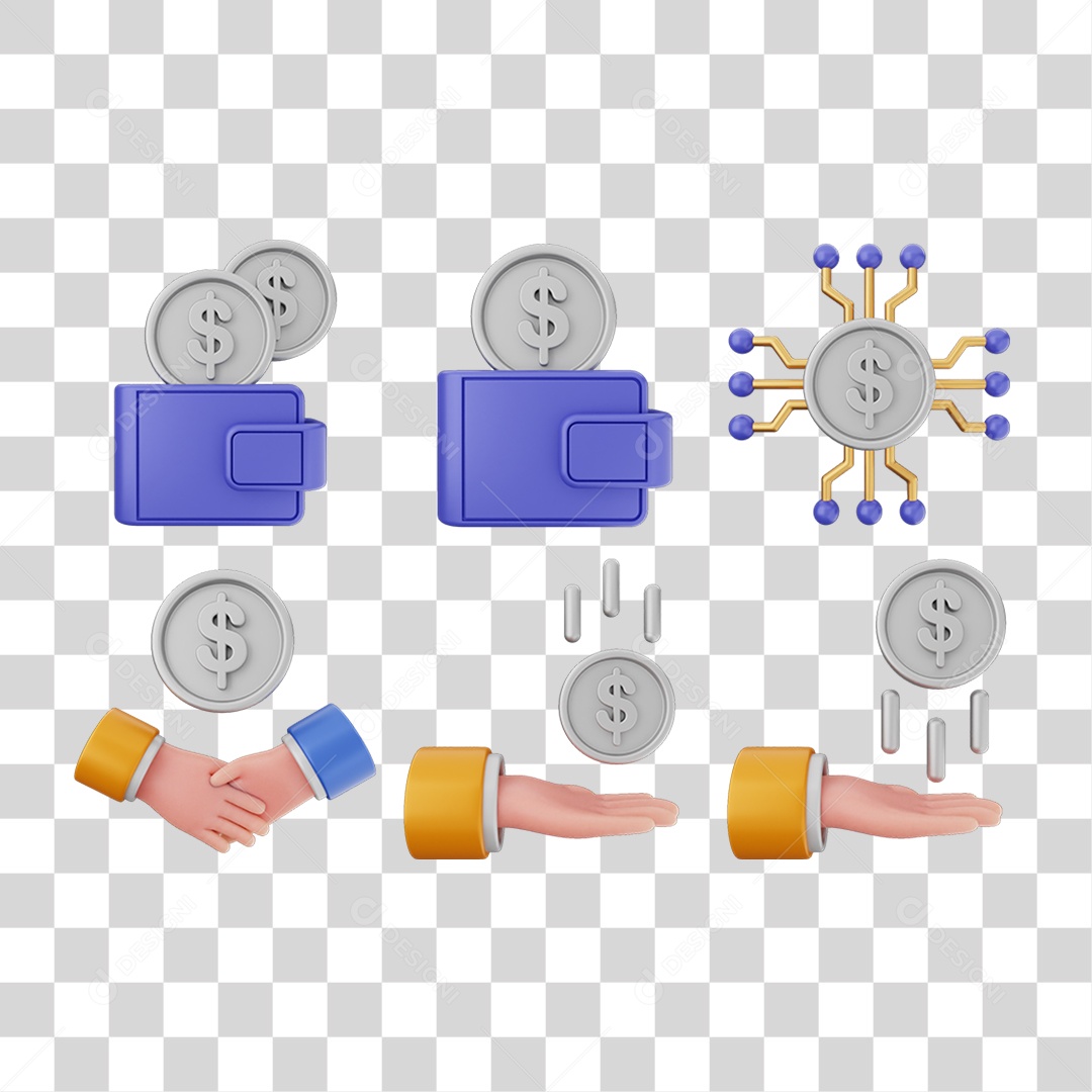 Pacote de Ícones Moedas PNG Transparente