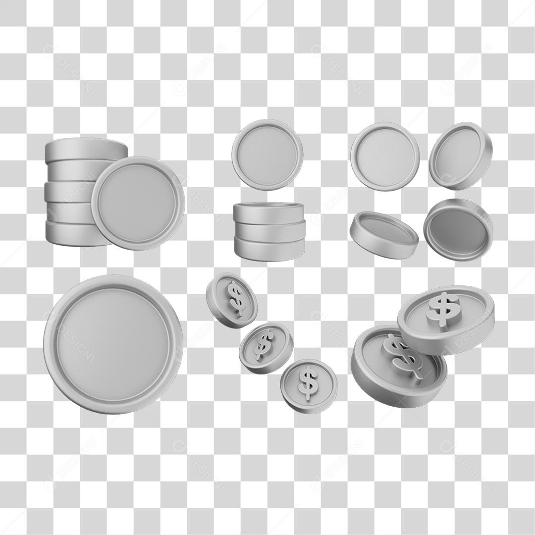 Pacote de Ícones Moedas PNG Transparente