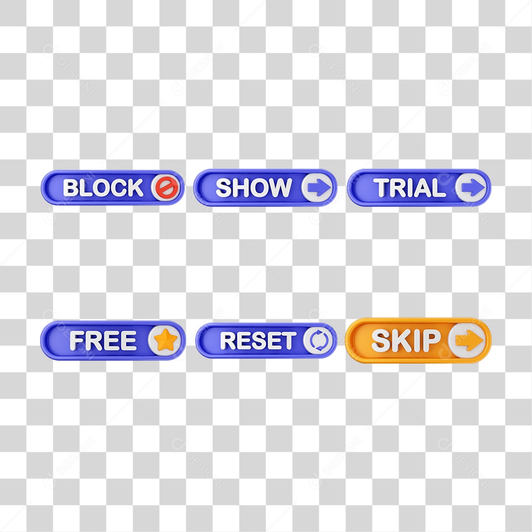 Conjunto de Botões de Interface de Usuário PNG Transparente