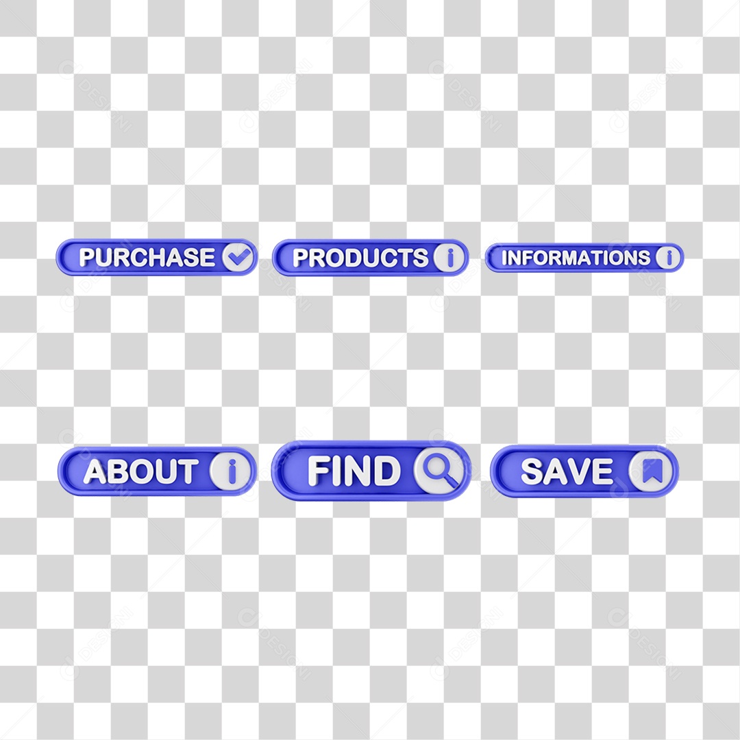 Conjunto de Botões de Interface de Usuário PNG Transparente