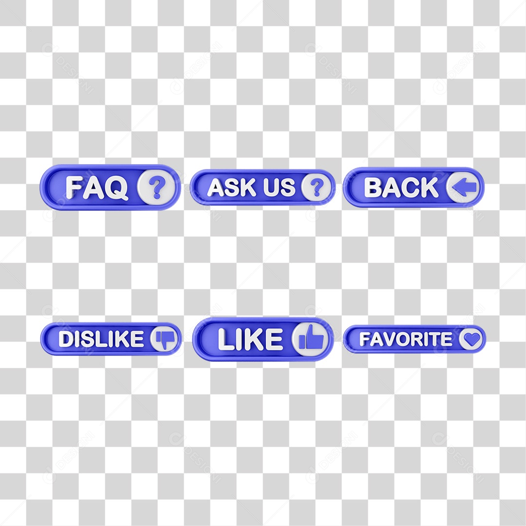 Conjunto de Botões de Interface de Usuário PNG Transparente