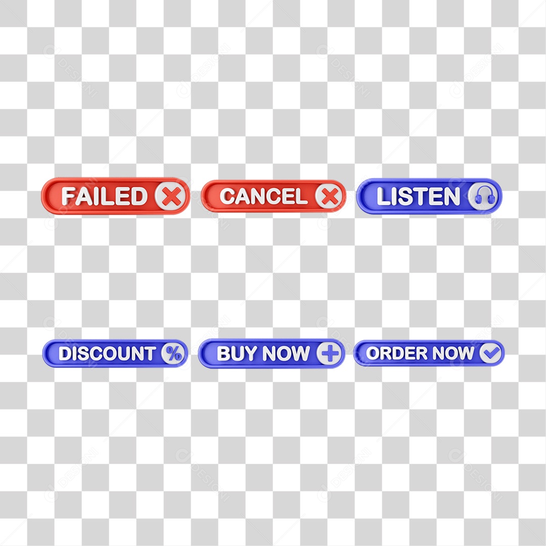 Conjunto de Botões de Interface de Usuário PNG Transparente