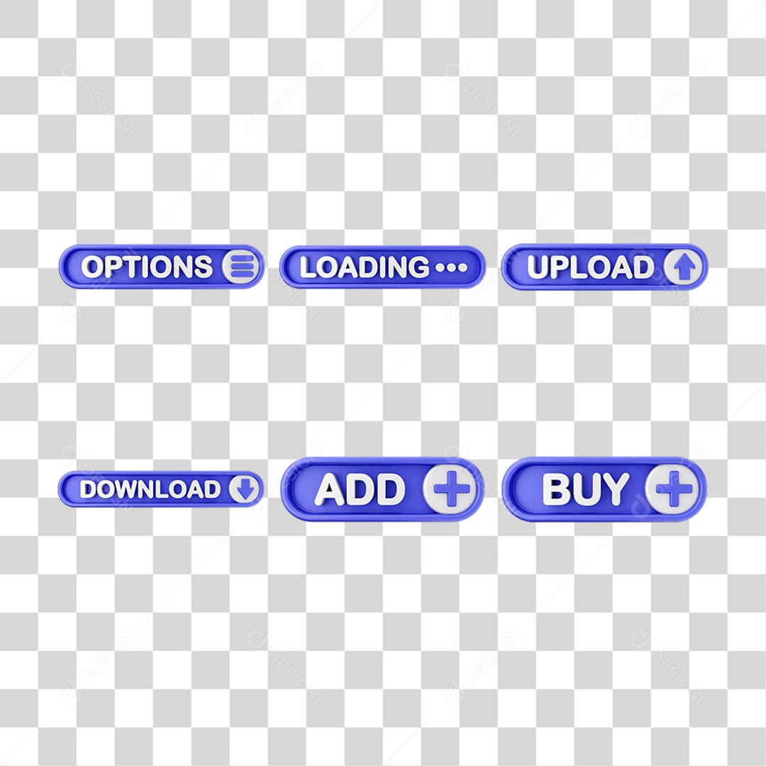 Conjunto de Botões de Interface de Usuário PNG Transparente