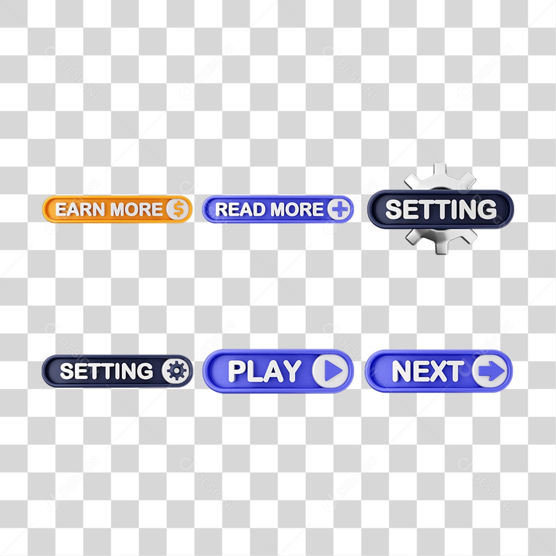 Conjunto de Botões de Interface de Usuário PNG Transparente