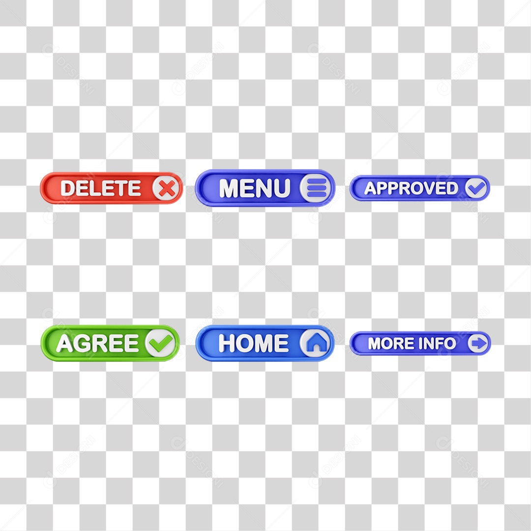 Conjunto de Botões de Interface de Usuário PNG Transparente
