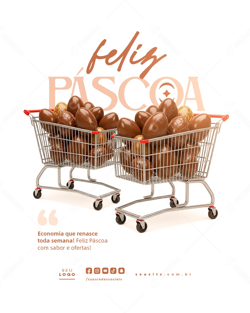 Feliz Páscoa 20 de Abril Supermercado Social Media PSD Editável