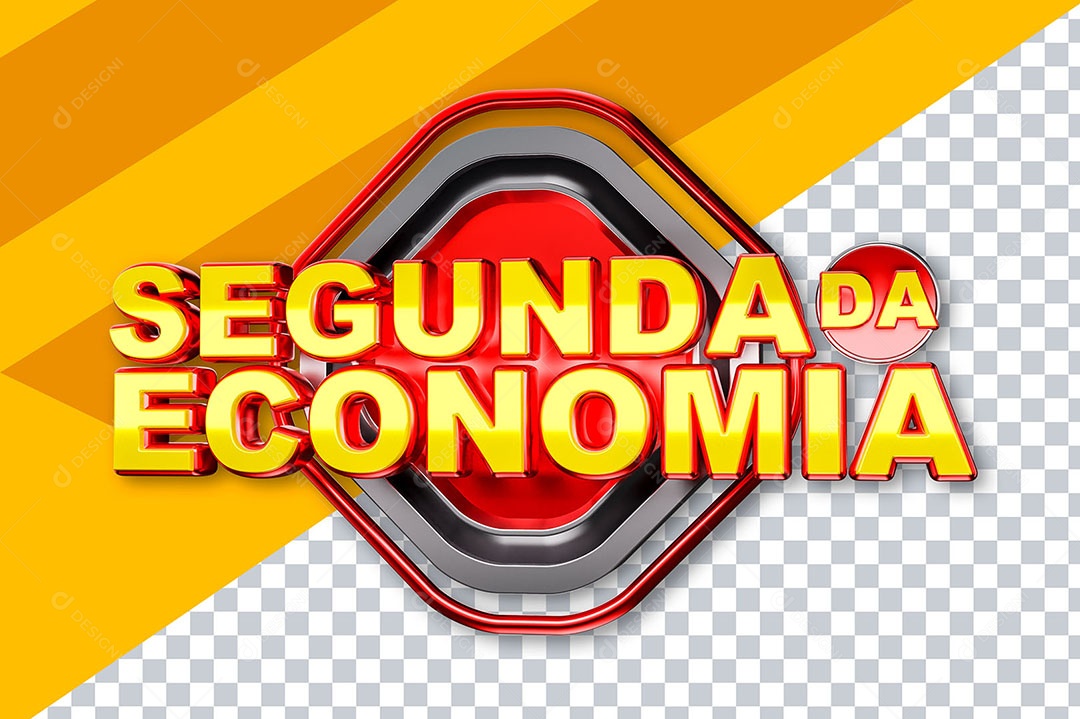 Elemento 3D Segunda da Economia Vermelho Para Composição PSD