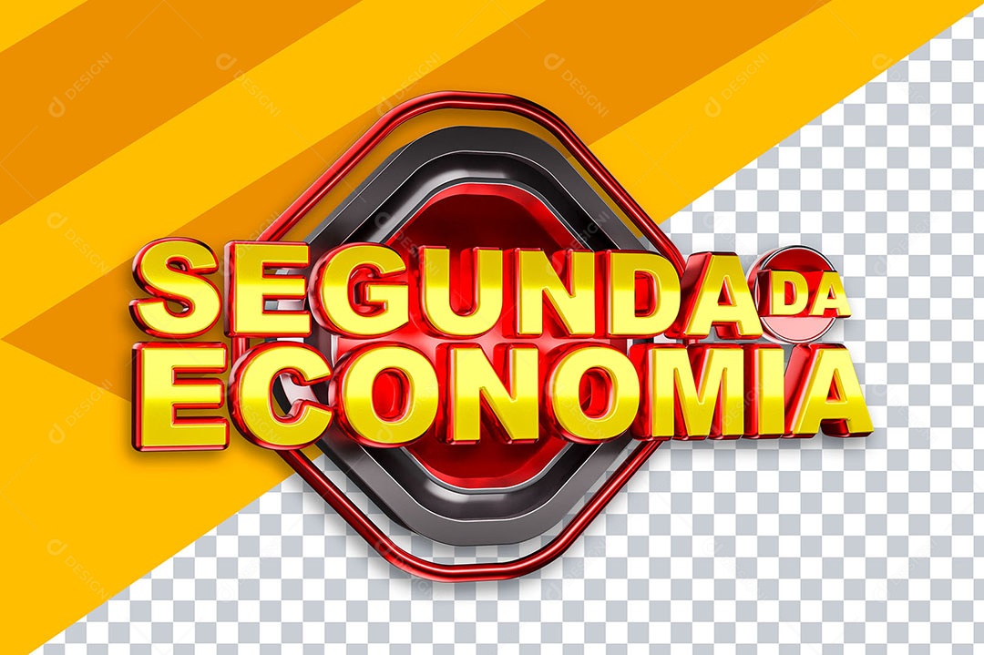 Elemento 3D Segunda da Economia Vermelho Para Composição PSD
