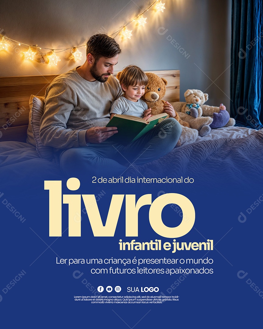 Dia Internacional do Livro Infantil  e Juvenil 02 de Abril Social Media PSD Editável