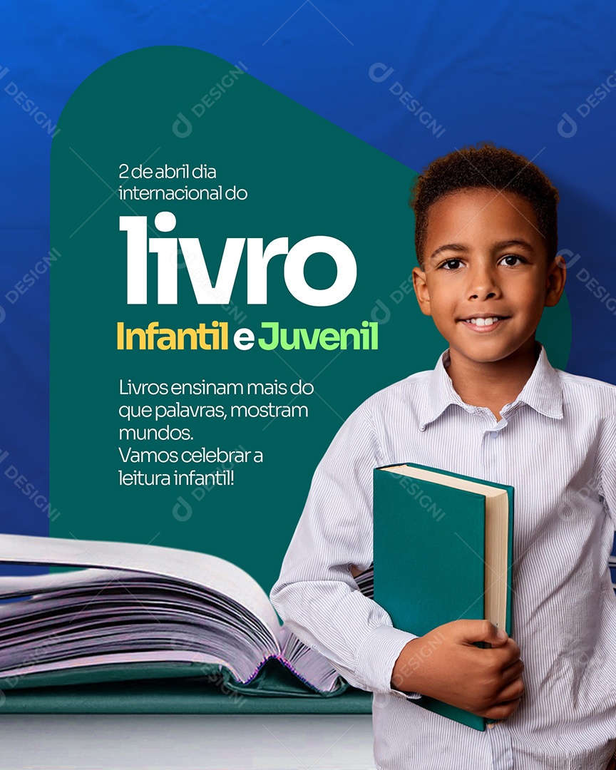 Dia Internacional do Livro Infantil  e Juvenil 02 de Abril Social Media PSD Editável