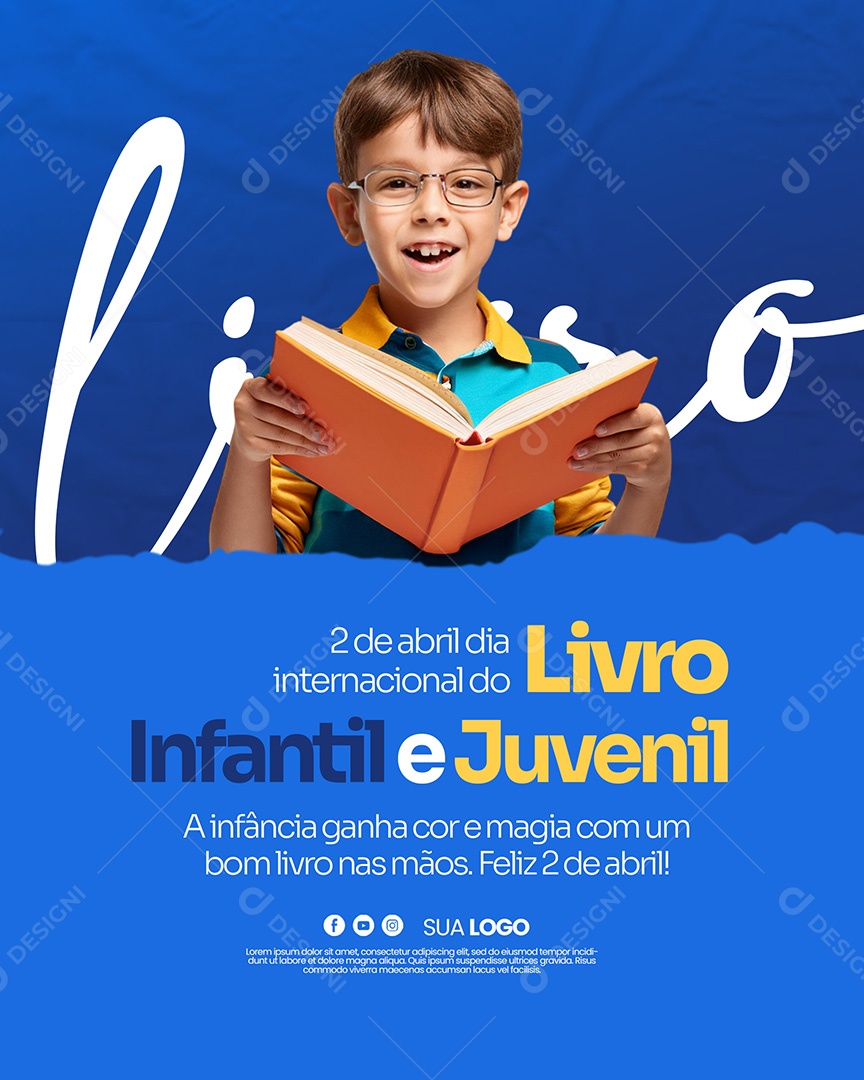 Dia do Livro Infantil 02 de Abril Social Media PSD Editável