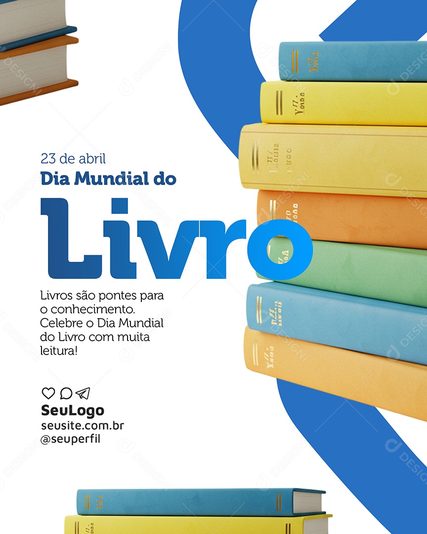 Dia Mundial do Livro 23 de Abril Social Media PSD Editável