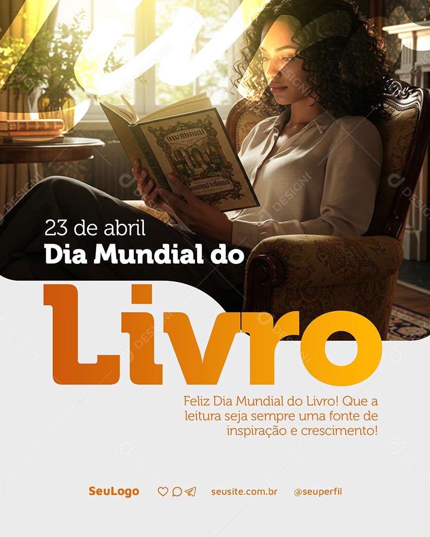 Dia Mundial do Livro 23 de Abril Social Media PSD Editável