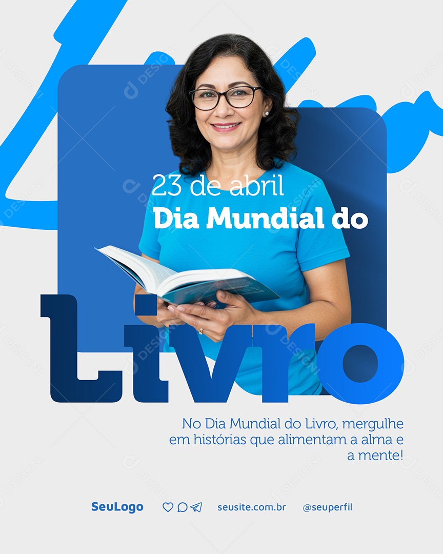 Dia Mundial do Livro 23 de Abril Social Media PSD Editável