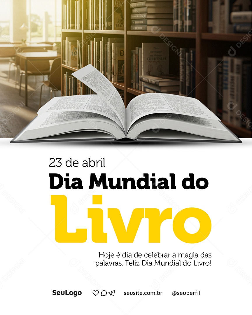 Dia Mundial do Livro 23 de Abril Social Media PSD Editável