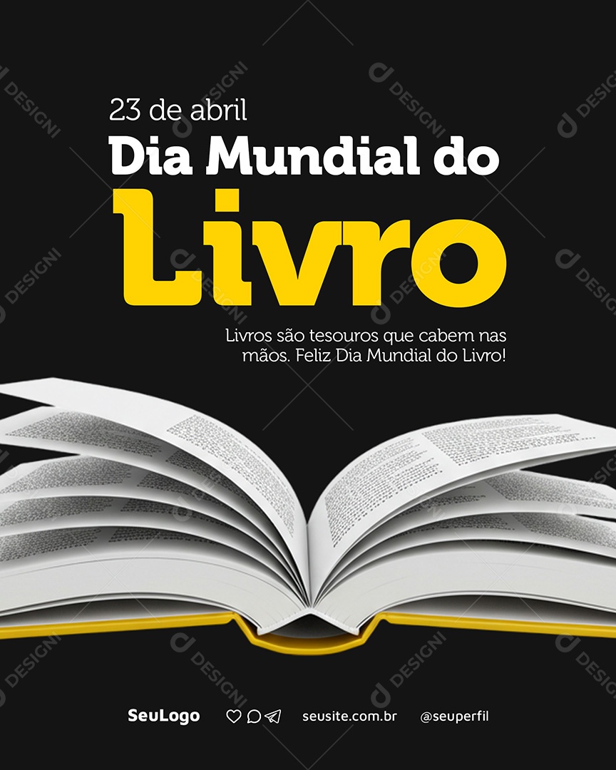Dia Mundial do Livro 23 de Abril Social Media PSD Editável