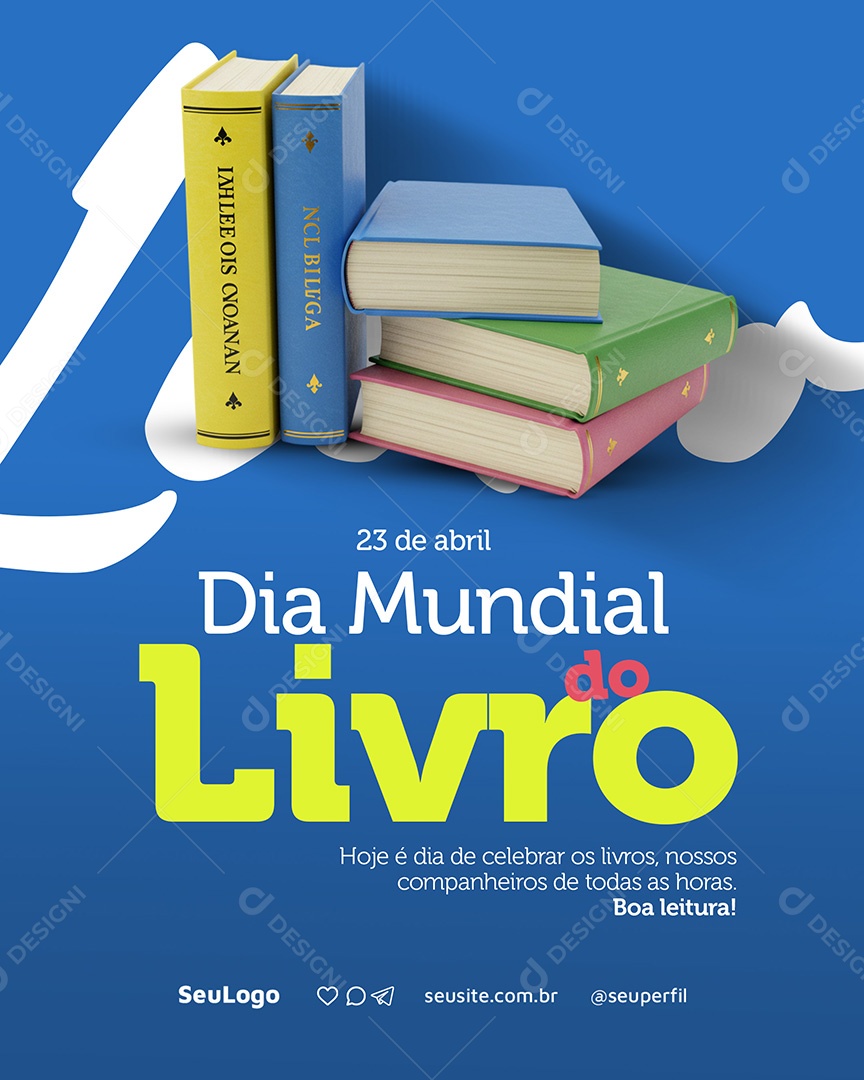 Dia Mundial do Livro 23 de Abril Social Media PSD Editável