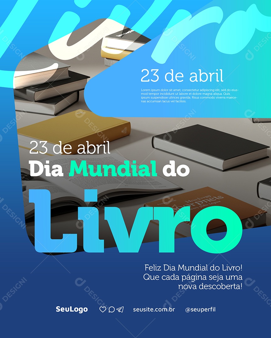 Dia Mundial do Livro 23 de Abril Social Media PSD Editável