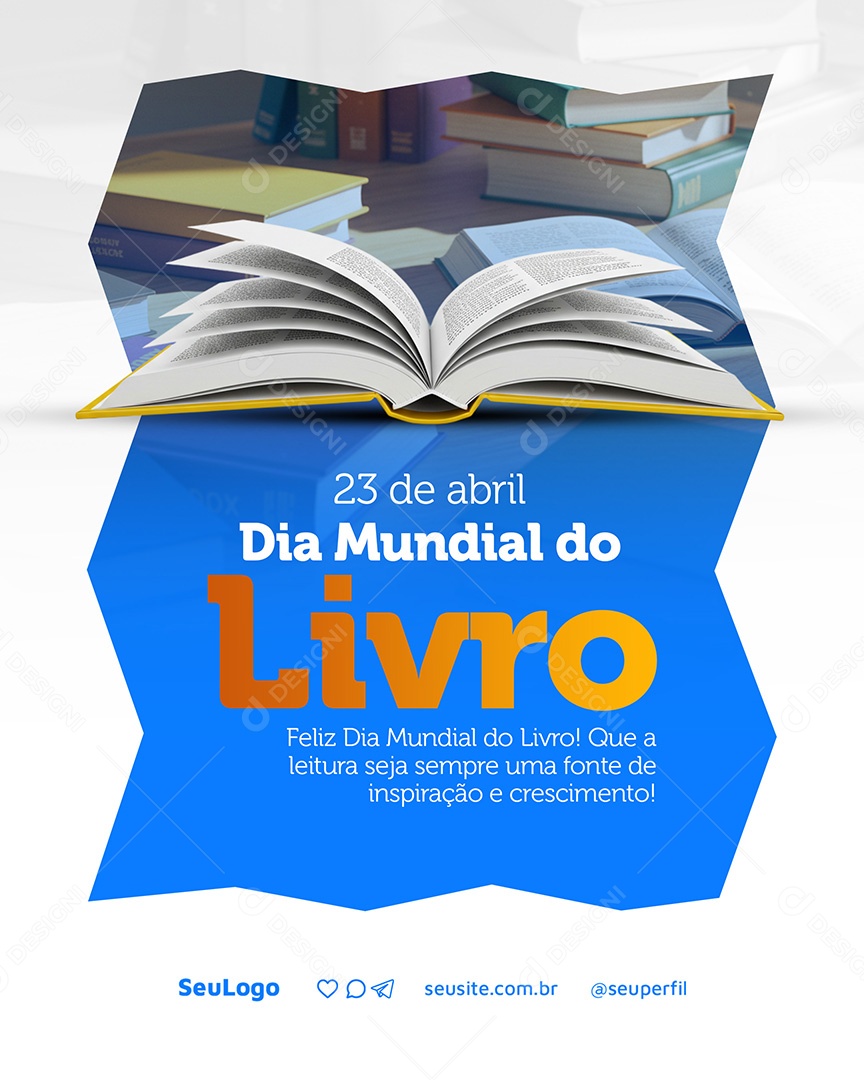 Dia Mundial do Livro 23 de Abril Social Media PSD Editável