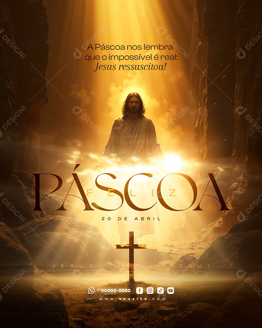 Feliz Páscoa 20 de Abril Social Media PSD Editável