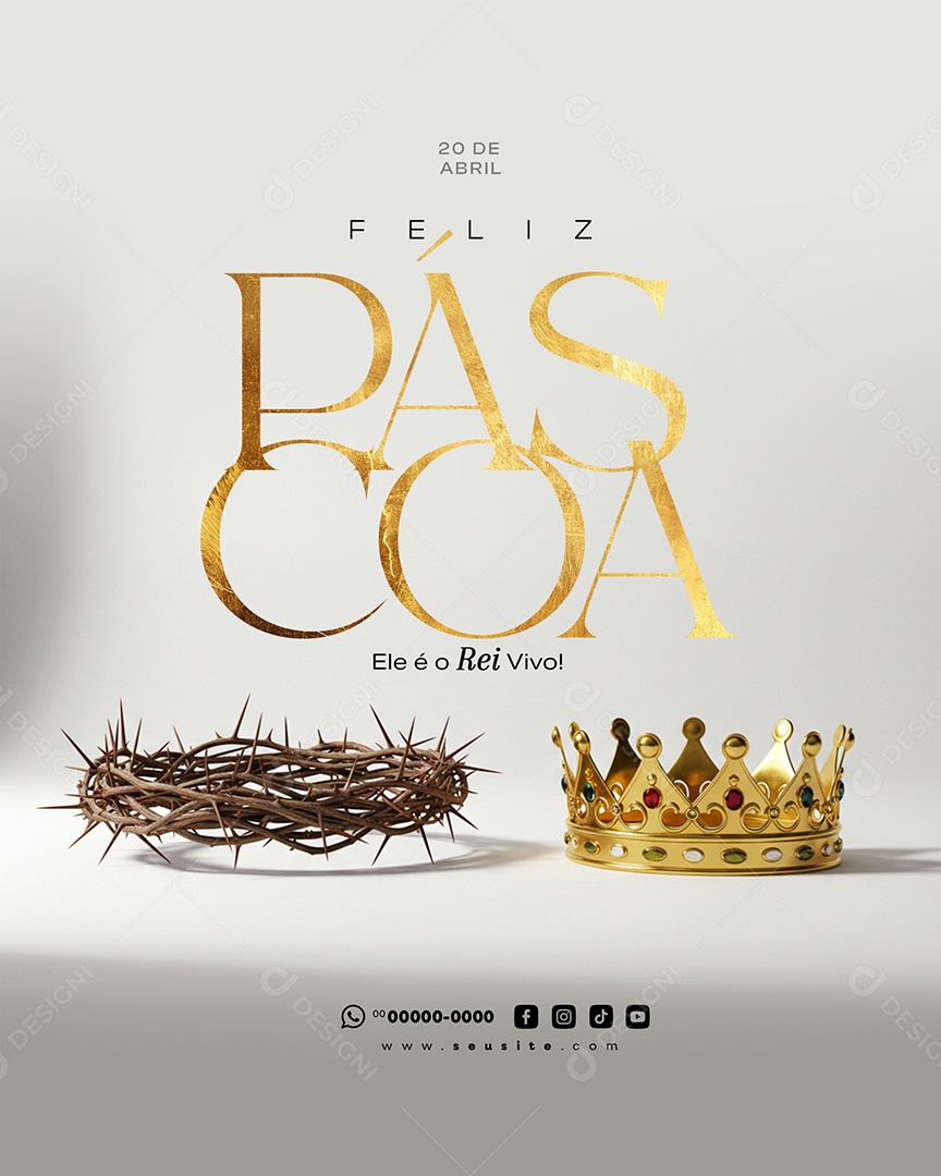 Feliz Páscoa 20 de Abril Social Media PSD Editável