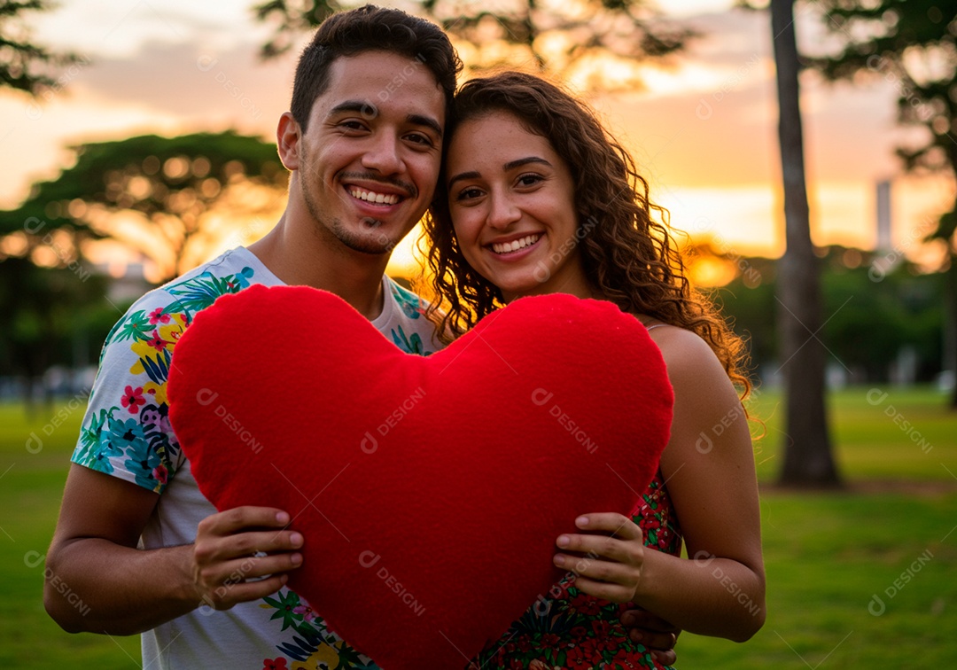 Lindo casal apaixonados sorridente e felizes em um praia