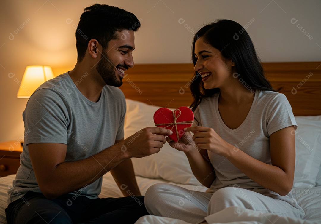 Lindo casal apaixonados sorridente e felizes em sua Residência