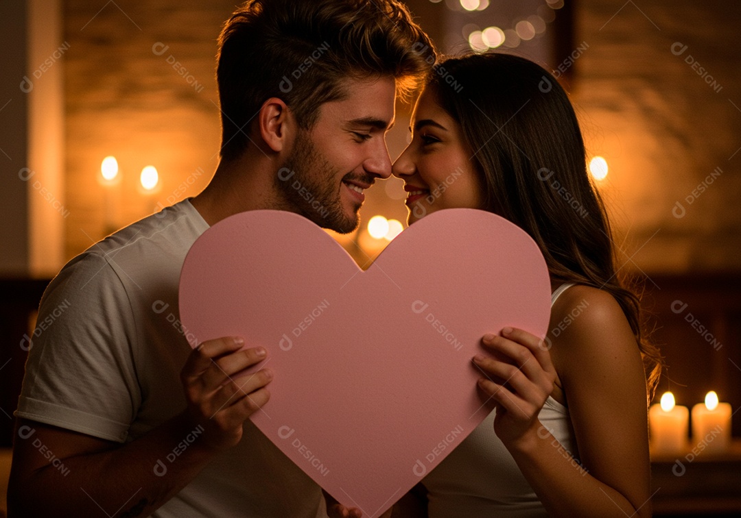 Lindo casal apaixonados sorridente e felizes celebrando dia dos namorados